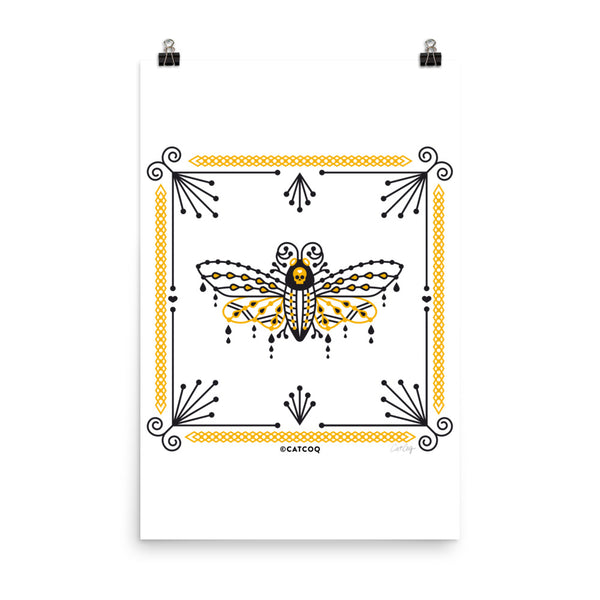 Death's Head Hawkmoth – Yellow & Black Palette • Art Print