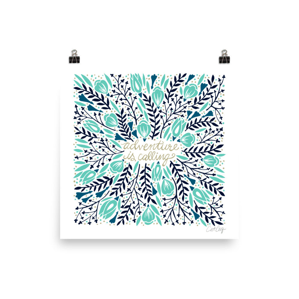 Pine Trees – Navy & Turquoise Palette Sticker for Sale by Cat Coquillette