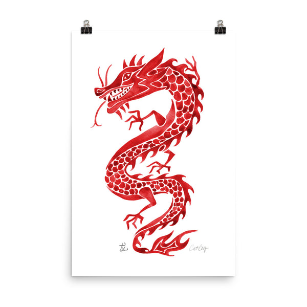 Chinese Dragon – Crimson Palette • Art Print