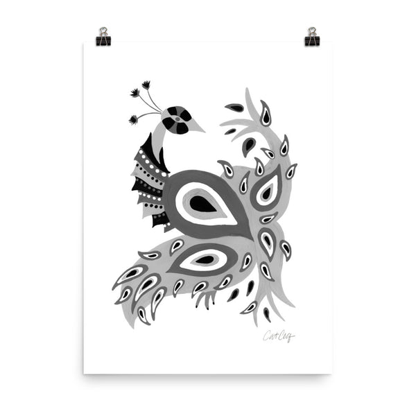 Peacock – Black Palette • Art Print
