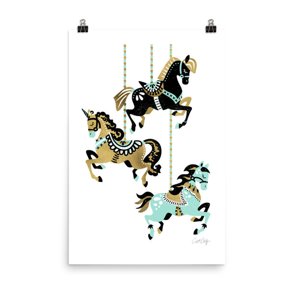 Carousel Horses - Mint Gold