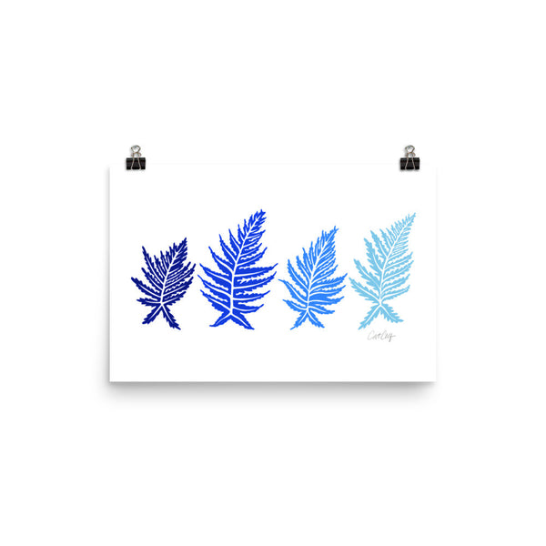 Inked Ferns – Blue Ombré Ink • Art Print