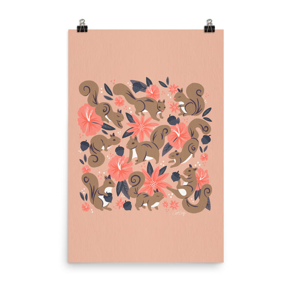 Squirrels & Blooms – Peach & Tan