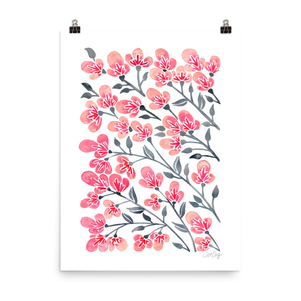 Cherry Blossoms – Pink & Grey Palette • Art Print