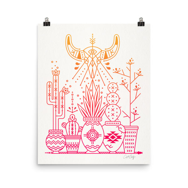 Santa Fe Garden – Orange & Pink Ombré Palette  •  Art Print