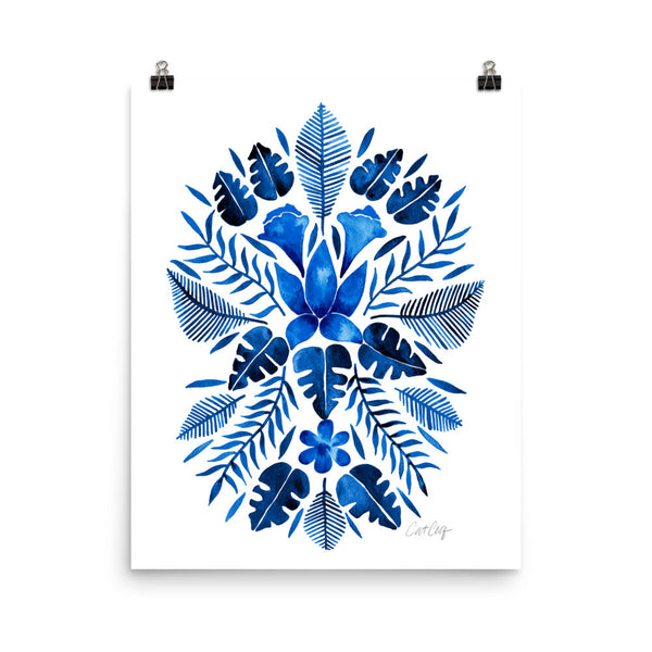 Tropical Symmetry – Navy Palette • Art Print