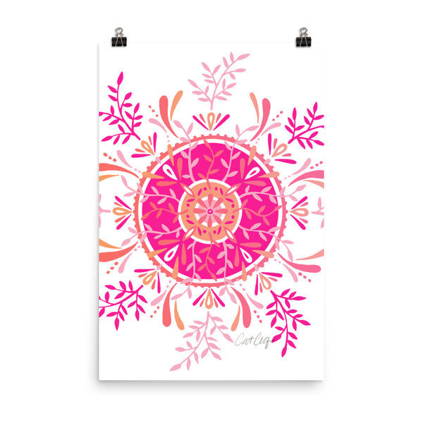Leaf Mandala – Pink Palette • Art Print