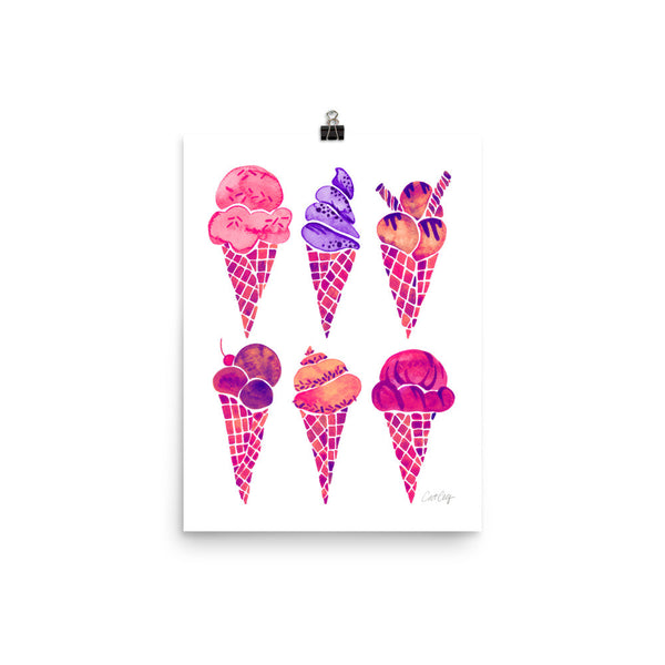 Ice Cream Cones – Fuchsia Palette • Art Print