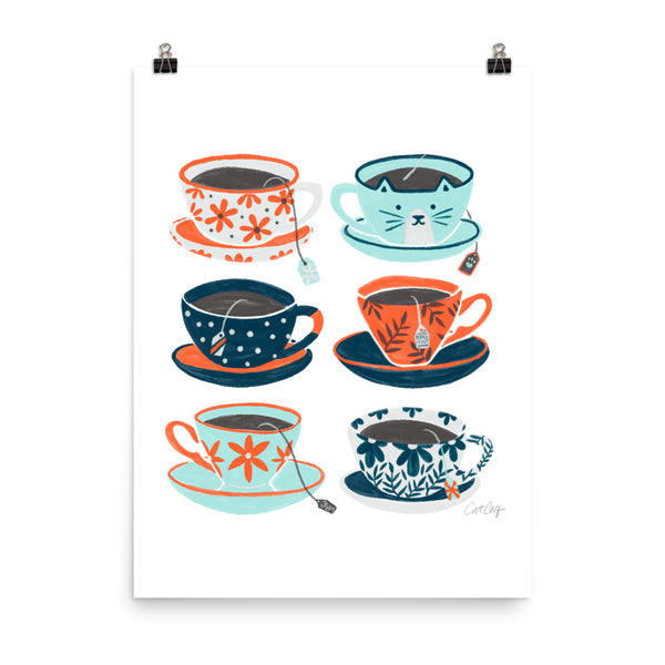 Tea Time - Coral and Teal