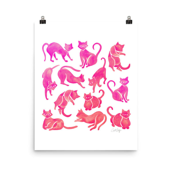 Cat Positions – Pink Ombré Palette • Art Print