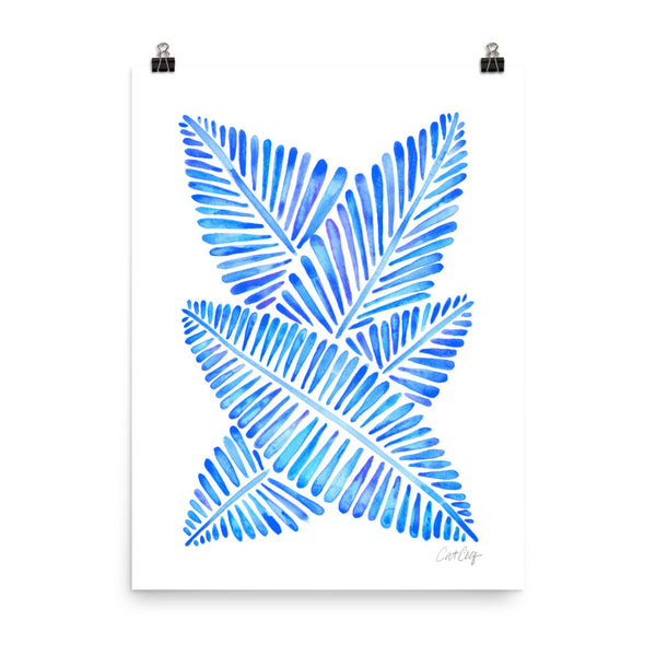 Banana Leaves – Blue Palette • Art Print
