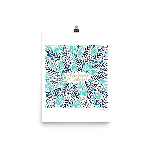 Adventure is Calling – Turquoise & Navy Palette • Art Print