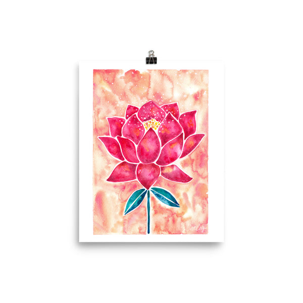 Lotus Blossom  - Peach Magenta Background