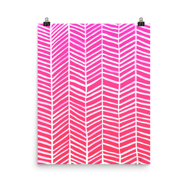 Herringbone – Hot Pink Palette • Art Print