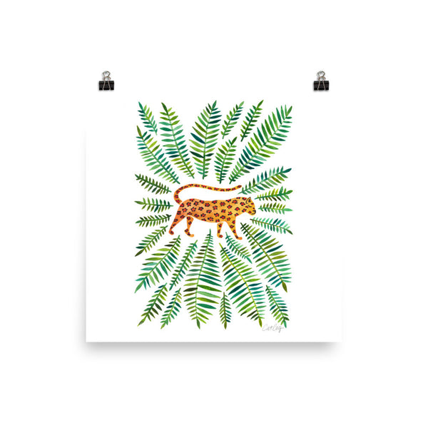 Jaguar – Green Leaves • Art Print