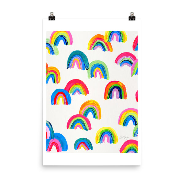 Abstract Rainbow Arcs - White