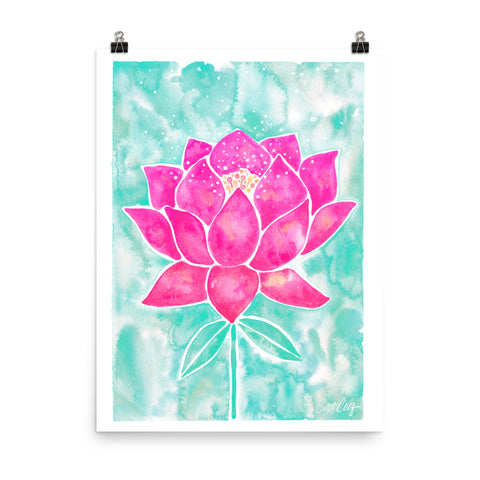 Lotus Blossom - Mint Pink Background