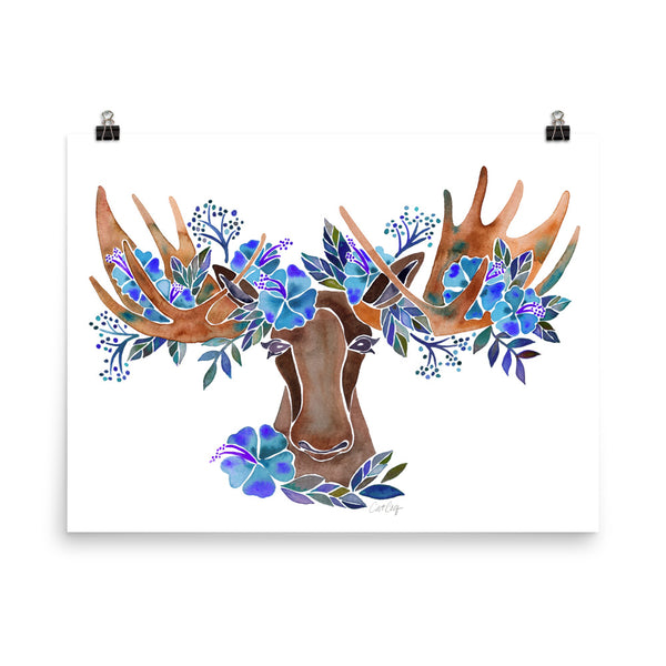 Floral Moose - Blue