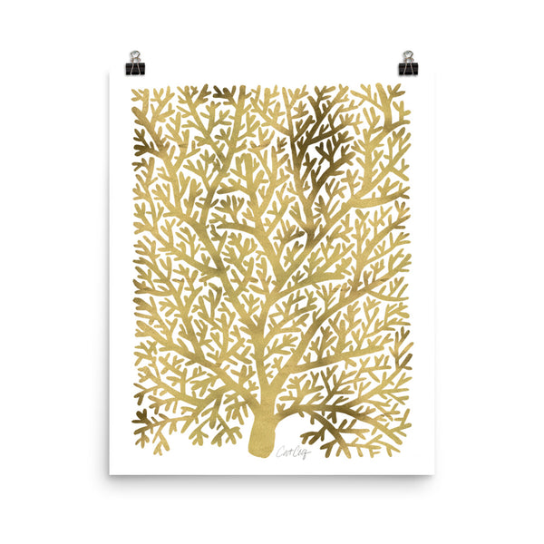 Fan Coral – Gold Palette • Art Print