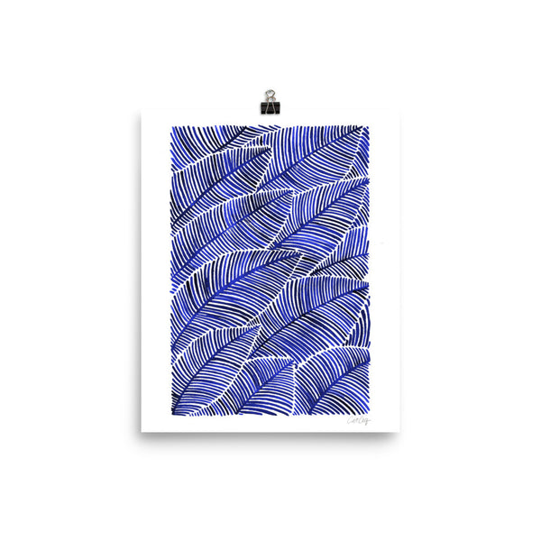 Tropical Leaves – Navy Palette  •  Art Print