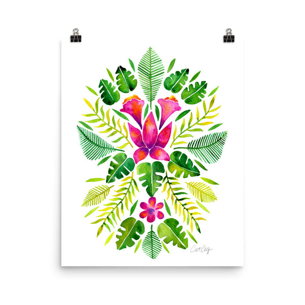 Tropical Symmetry – Pink & Green Palette • Art Print