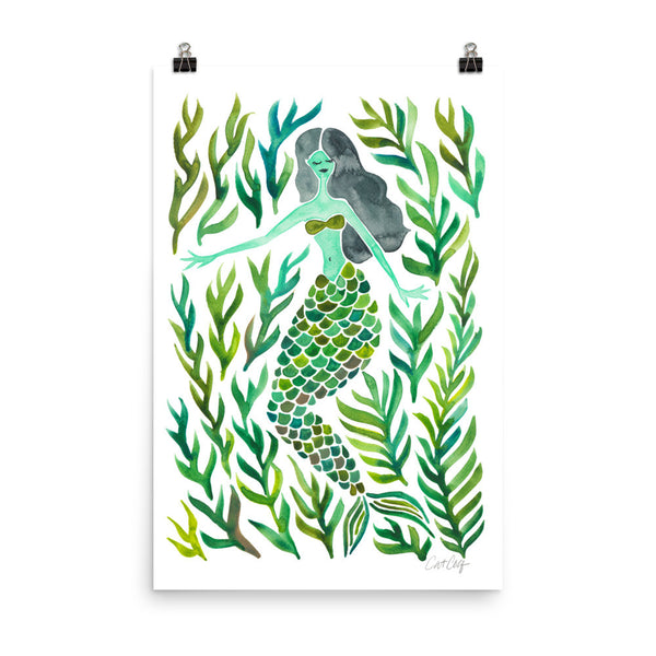 Kelp Forest Mermaid – Green Palette • Art Print