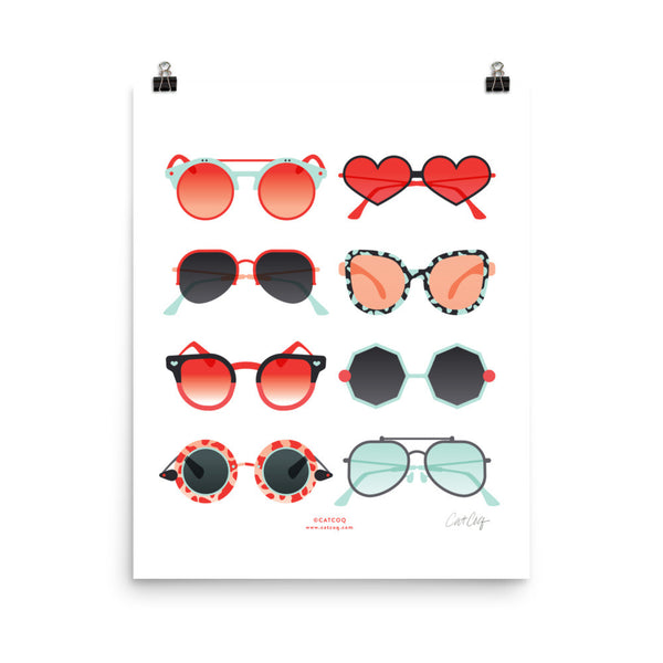 Sunglasses Collection – Red & Mint Palette • Art Print