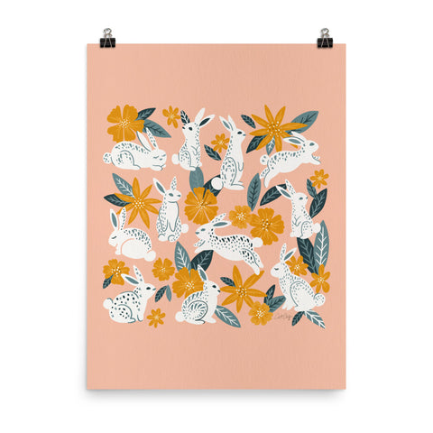 Bunnies and Blooms - Teal Blush