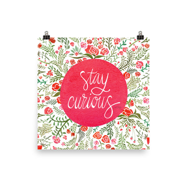 Stay Curious – Pink & Green Palette • Art Print