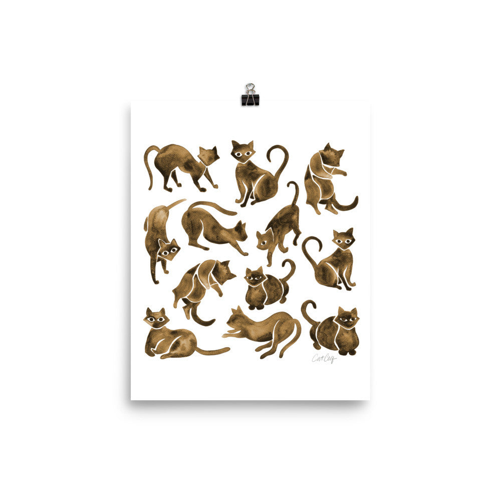 Cat Positions – Sepia Palette • Art Print