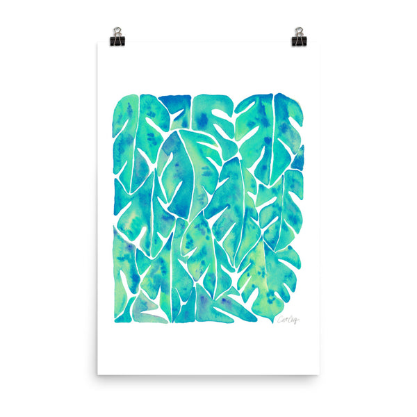 Split Leaf Philodendron – Turquoise Palette • Art Print