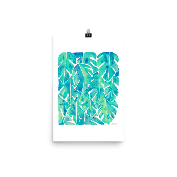 Split Leaf Philodendron – Turquoise Palette • Art Print
