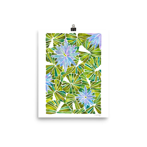 Water Lilies – Lavender & Green Palette  •  Art Print