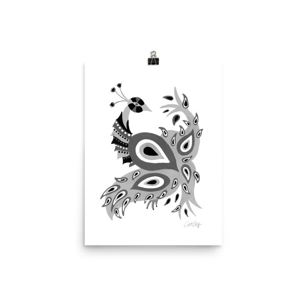 Peacock – Black Palette • Art Print