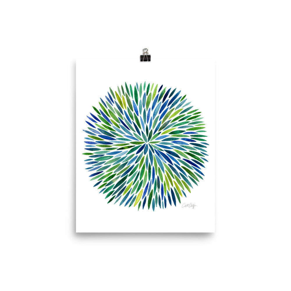 Watercolor Burst – Blue/Green Palette • Art Print