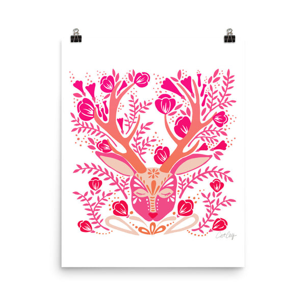 Floral Antlers – Pink Palette • Art Print