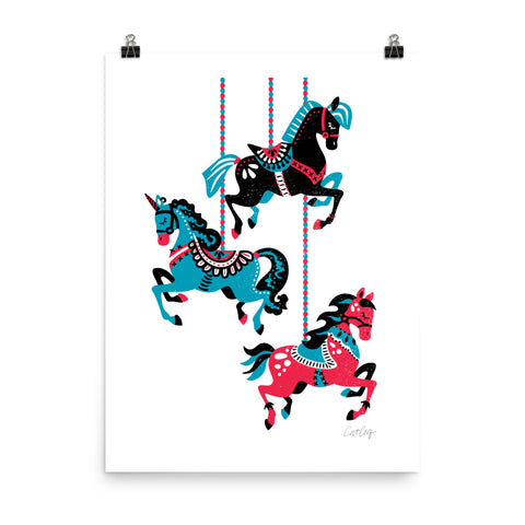 Carousel Horses - Teal Cherry