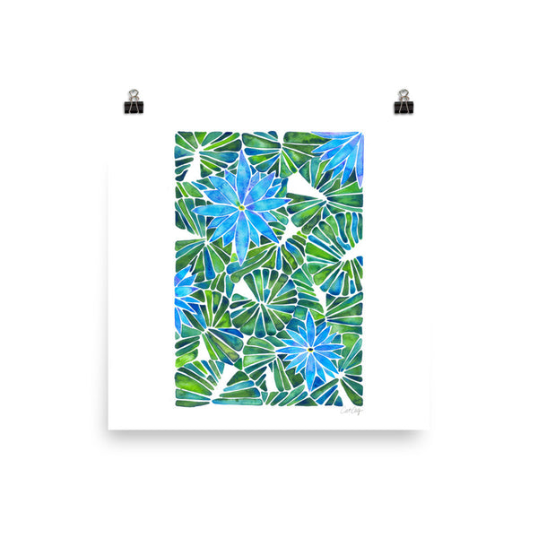 Water Lilies – Blue & Green Palette  •  Art Print