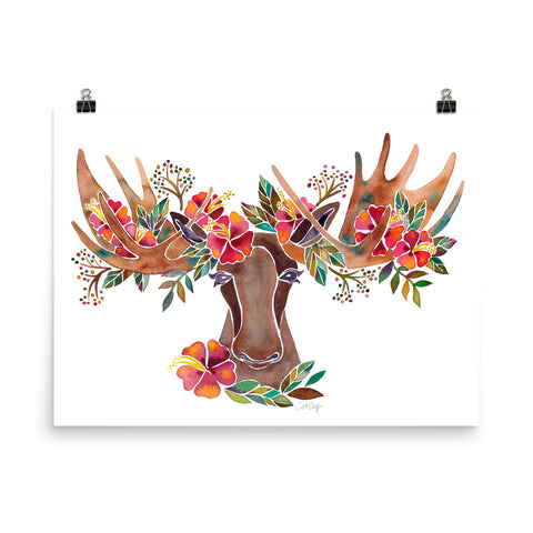 Floral Moose – Red & Brown