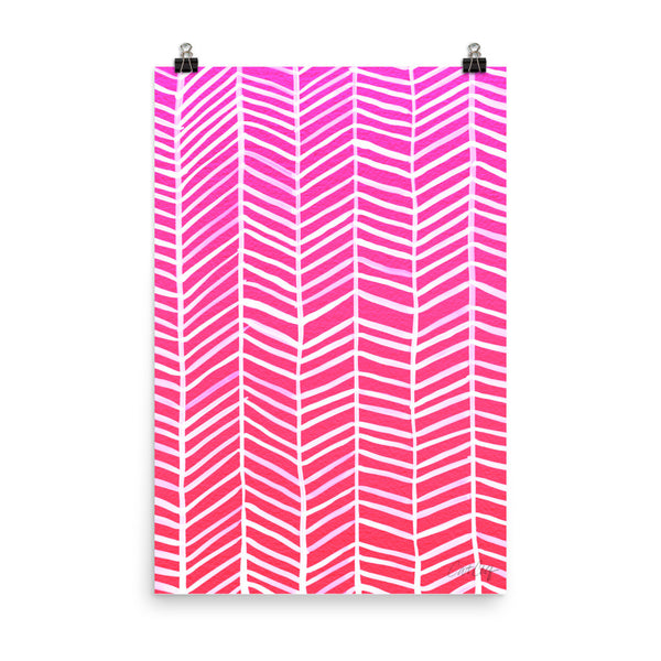 Herringbone – Hot Pink Palette • Art Print
