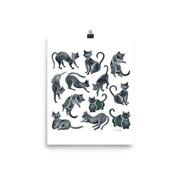 Cat Positions – Black Palette • Art Print