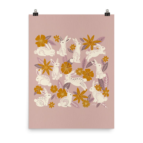 Bunnies and Blooms - Mauve Ochre