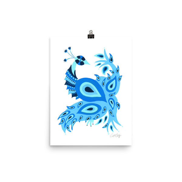 Peacock – Navy & Blue Palette • Art Print