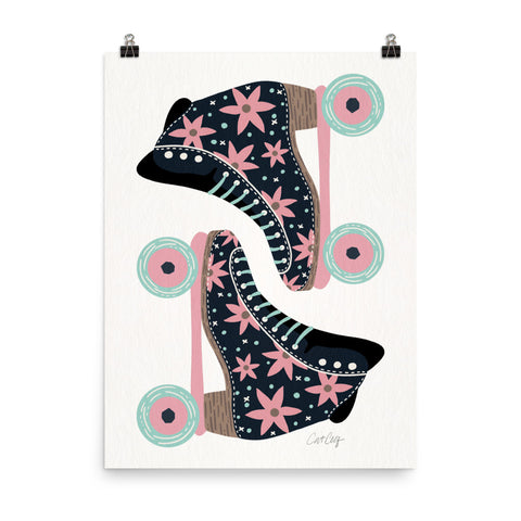 Retro Roller Skates - Denim Pink