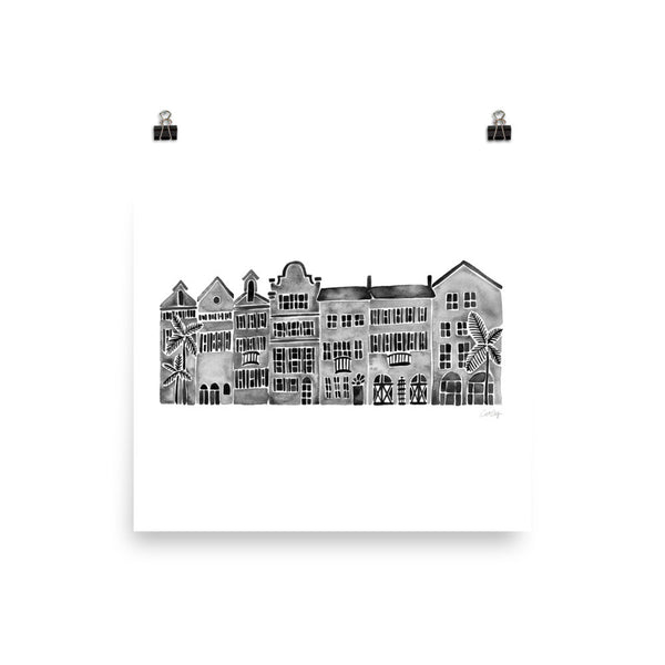 Row of Houses – Black Palette • Art Print
