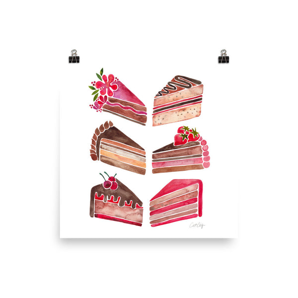 Cake Slices – Pink & Brown Palette • Art Print