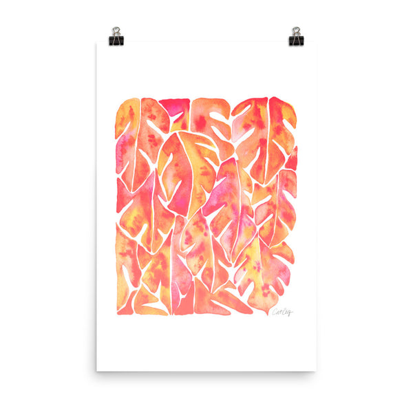 Split Leaf Philodendron – Peach Palette • Art Print