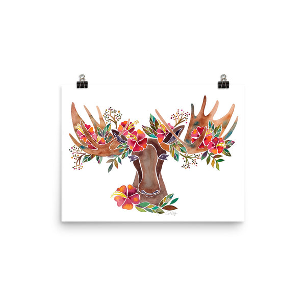 Floral Moose – Red & Brown