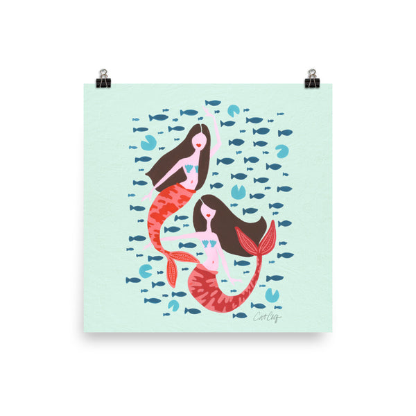 Koi Mermaids – Mint Palette • Art Print