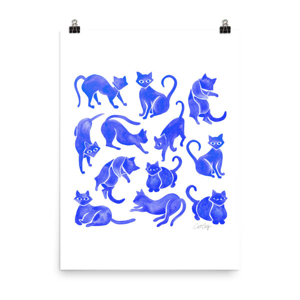 Cat Positions – Blue Palette • Art Print